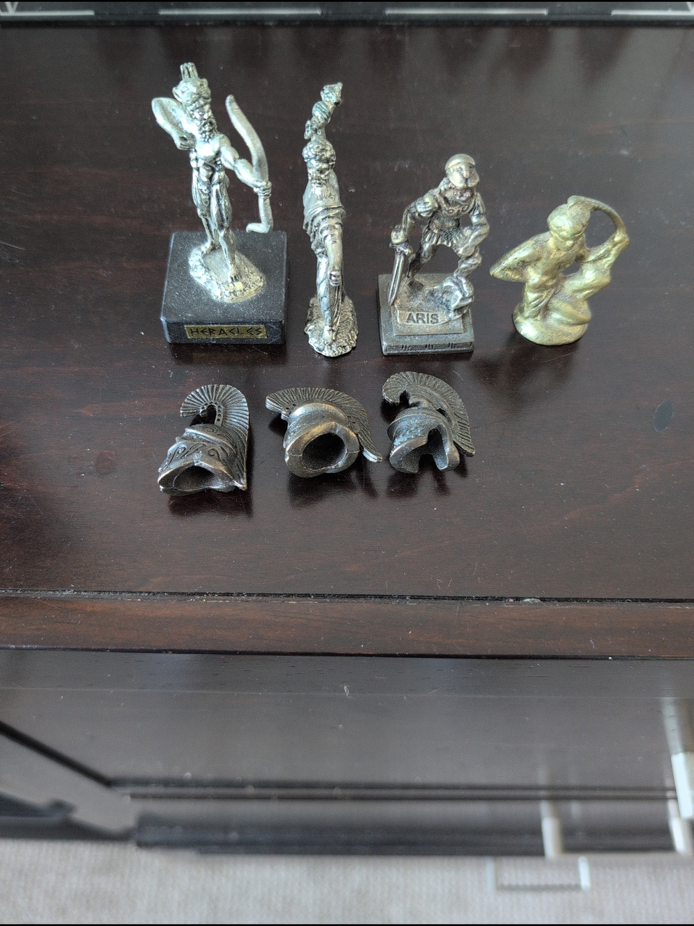 Brass and Silver Tone Home Accent Figurine Set - Metallic Finish